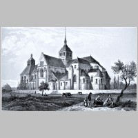 Abbaye de Saint-Benoît-sur-Loire, Vue de l'abbaye en 1851 par Deroy (Wikipedia).png